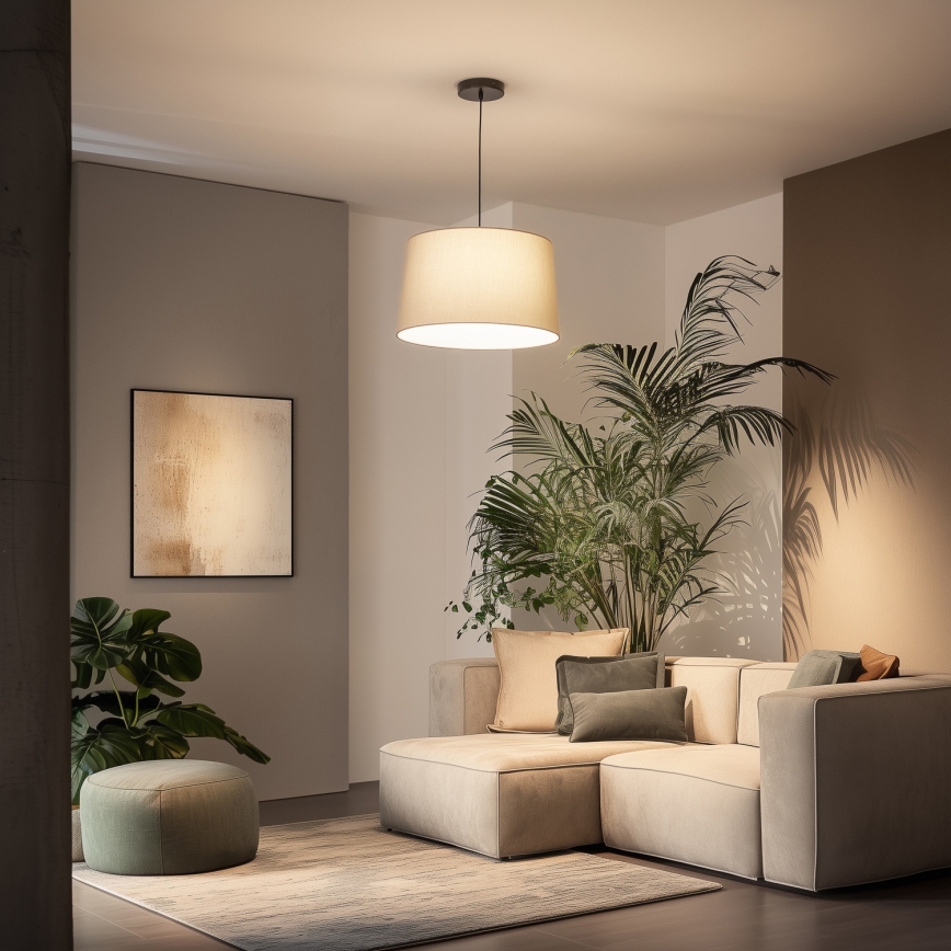 Brilagi - LED-pendel med wireophæng CERIA 1xE27/40W/230V Ø 45 cm beige