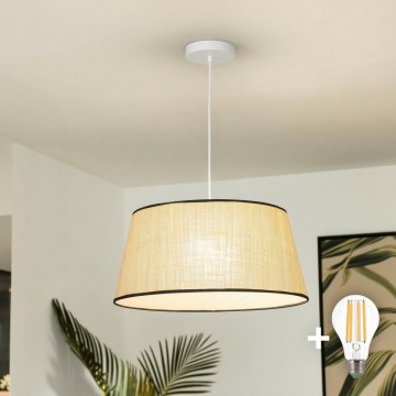 Brilagi - LED-pendel med wireophæng CERIA 1xE27/40W/230V Ø 50 cm beige