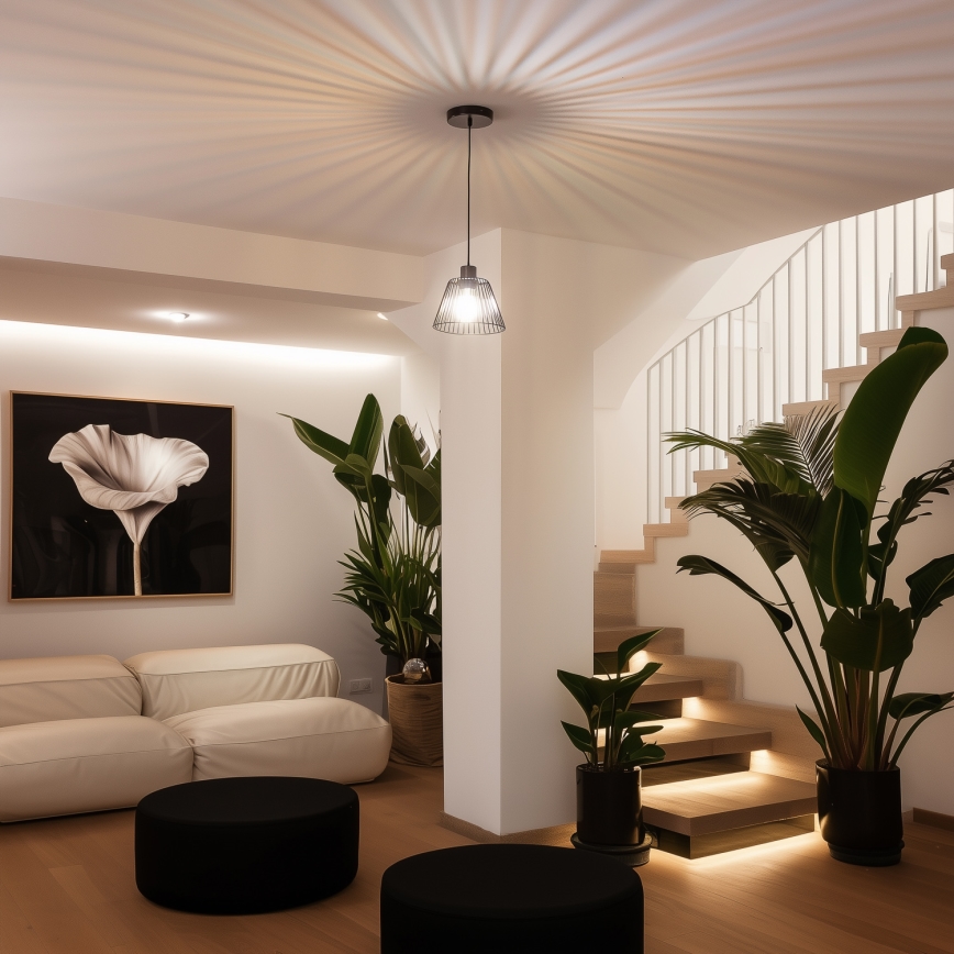 Brilagi - LED-pendel med wireophæng CERIA WIRE 1xE27/40W/230V Ø 21 cm sort