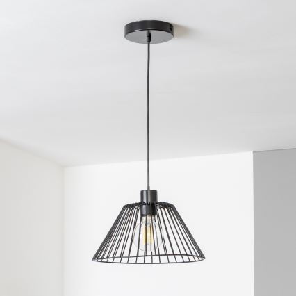 Brilagi - LED-pendel med wireophæng CERIA WIRE 1xE27/40W/230V Ø 30 cm sort