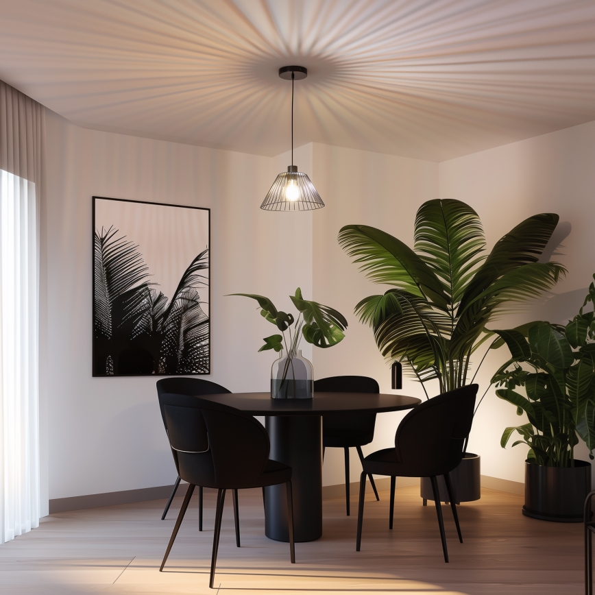 Brilagi - LED-pendel med wireophæng CERIA WIRE 1xE27/40W/230V Ø 30 cm sort