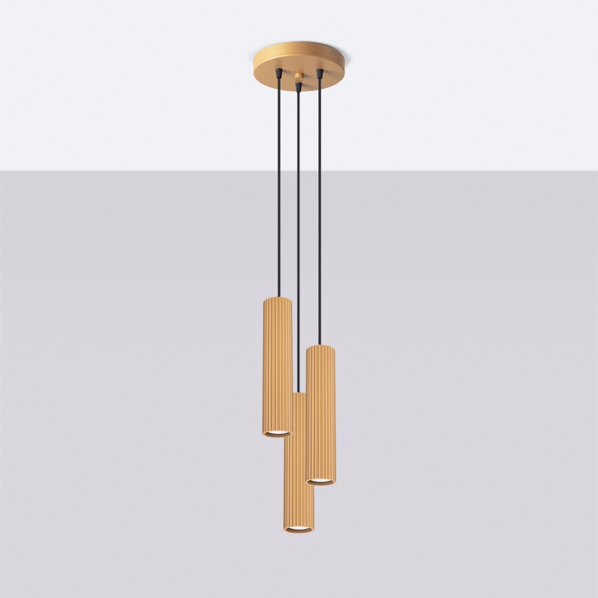 Brilagi - LED-pendel med wireophæng CRESTO 3xGU10/10W/230V, guld