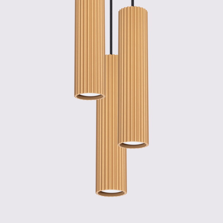 Brilagi - LED-pendel med wireophæng CRESTO 3xGU10/10W/230V, guld