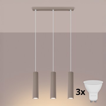 Brilagi - LED-pendel med wireophæng CRESTO 3xGU10/10W/230V taupe