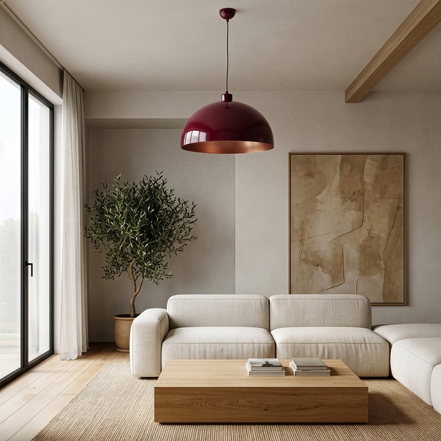 BRILAGI - LED-pendel med wireophæng METALO 1xE27/40W/230V Ø 40 cm bordeaux/kobberfarvet
