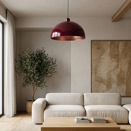 BRILAGI - LED-pendel med wireophæng METALO 1xE27/40W/230V Ø 40 cm bordeaux/kobberfarvet