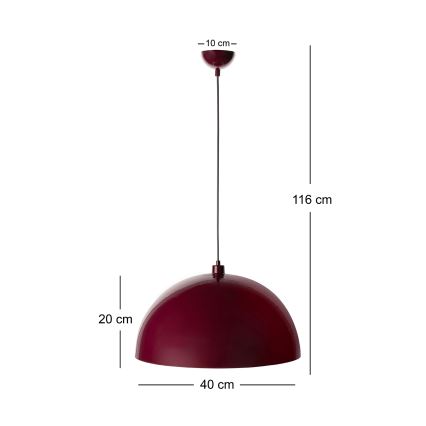 BRILAGI - LED-pendel med wireophæng METALO 1xE27/40W/230V Ø 40 cm bordeaux/kobberfarvet