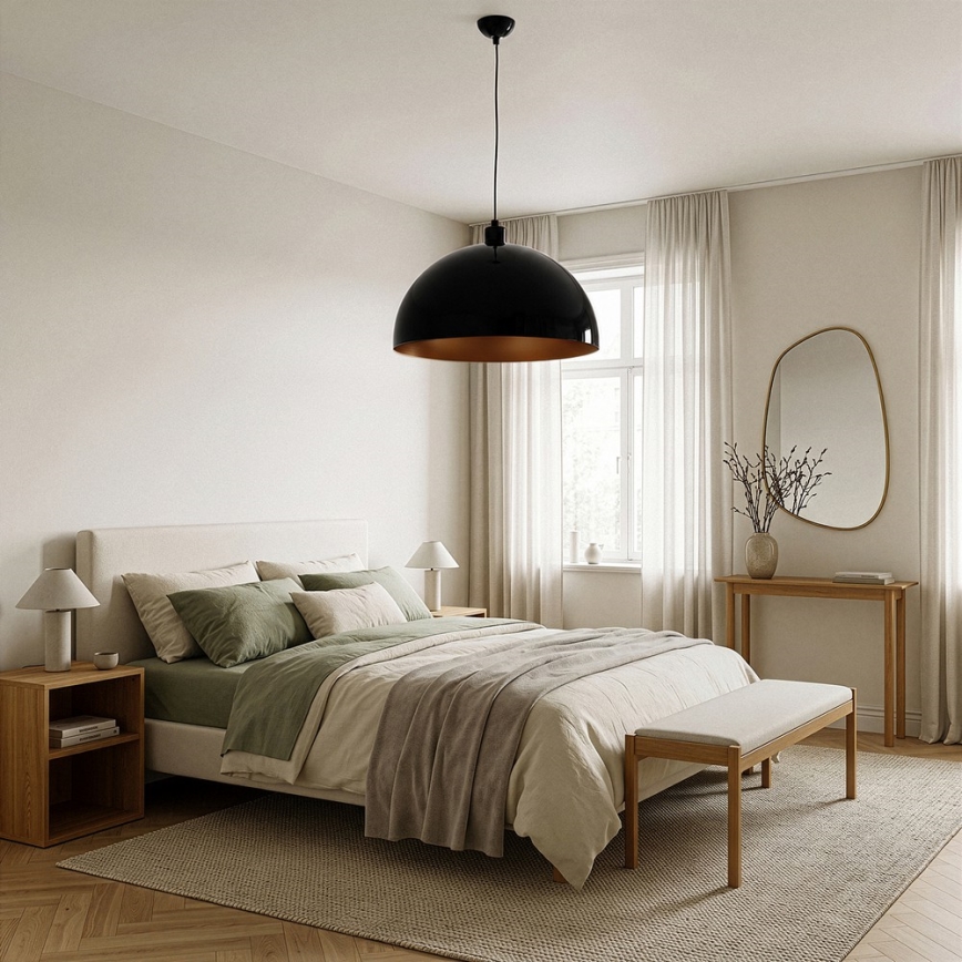 Brilagi - LED-pendel med wireophæng METALO 1xE27/40W/230V Ø 40 cm sort/kobber