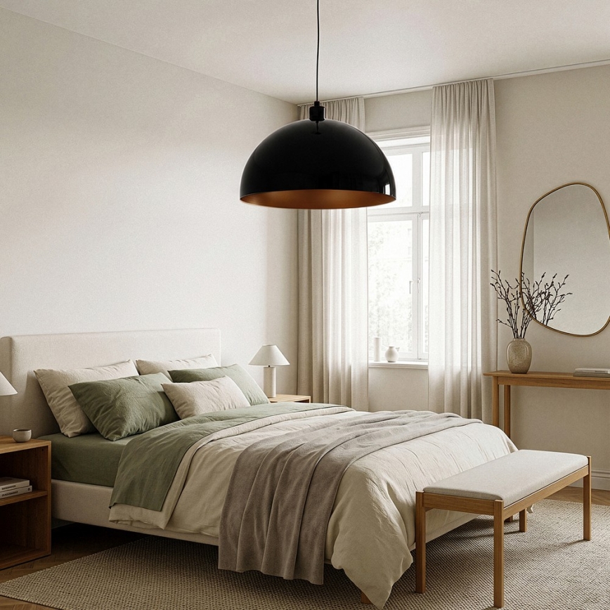 Brilagi - LED-pendel med wireophæng METALO 1xE27/40W/230V Ø 40 cm sort/kobber