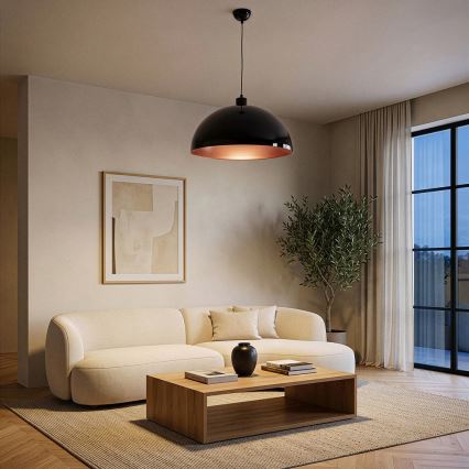 Brilagi - LED-pendel med wireophæng METALO 1xE27/40W/230V Ø 40 cm sort/kobber