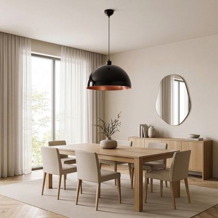 Brilagi - LED-pendel med wireophæng METALO 1xE27/40W/230V Ø 40 cm sort/kobber