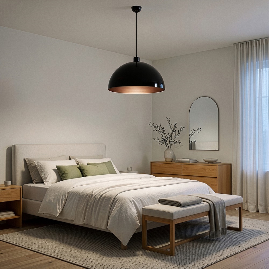 Brilagi - LED-pendel med wireophæng METALO 1xE27/40W/230V Ø 40 cm sort/kobber