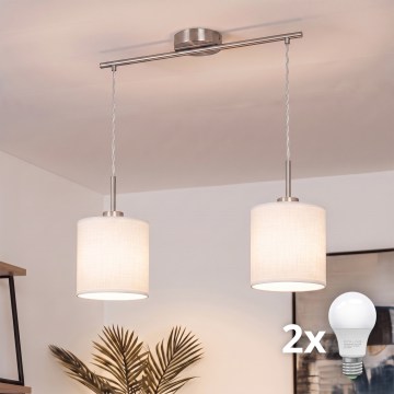 Brilagi - LED-pendel med wireophæng NUBILA 2xE27/60W/230V hvid