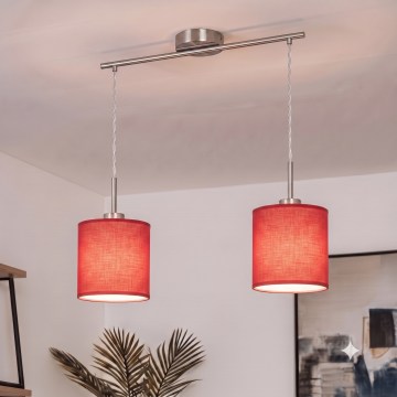 Brilagi - LED-pendel med wireophæng NUBILA 2xE27/60W/230V rød