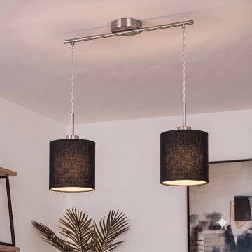 Brilagi - LED-pendel med wireophæng NUBILA 2xE27/60W/230V sort