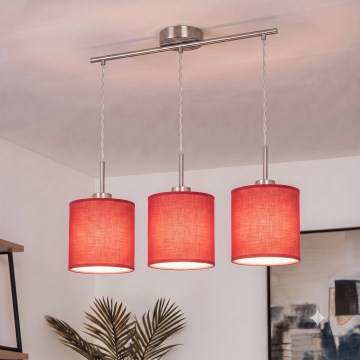 Brilagi - LED-pendel med wireophæng NUBILA 3xE27/60W/230V rød