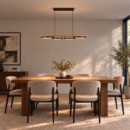 BRILAGI - LED-pendel med wireophæng PLANK LED/35W/230V 4000K 30x100 cm træ