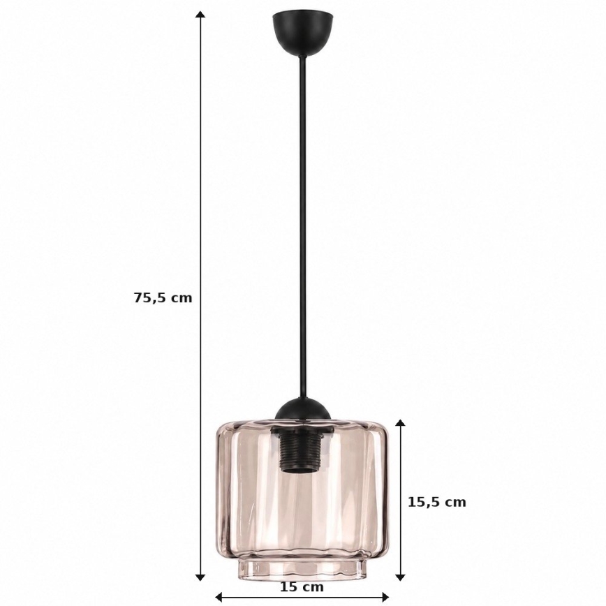 BRILAGI - LED-pendel på kabel RETRO GLASS 1xE27/60W/230V Ø 15 cm sort/røget beige