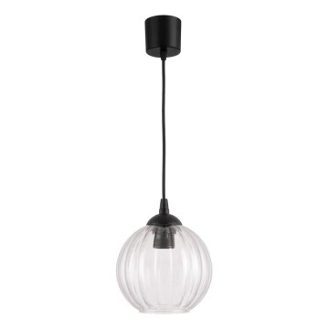 Brilagi - LED-pendel med wireophæng RETRO GLAS 1xE27/60W/230V Ø 18 cm sort/klar