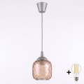 Brilagi - LED-pendel med wireophæng RETRO GLASS 1xE27/60W/230V Ø 14 cm sølv/røgbrun