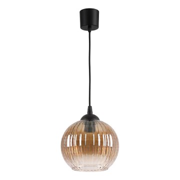 Brilagi - LED-pendel med wireophæng RETRO GLASS 1xE27/60W/230V Ø 18 cm sort/røget brun