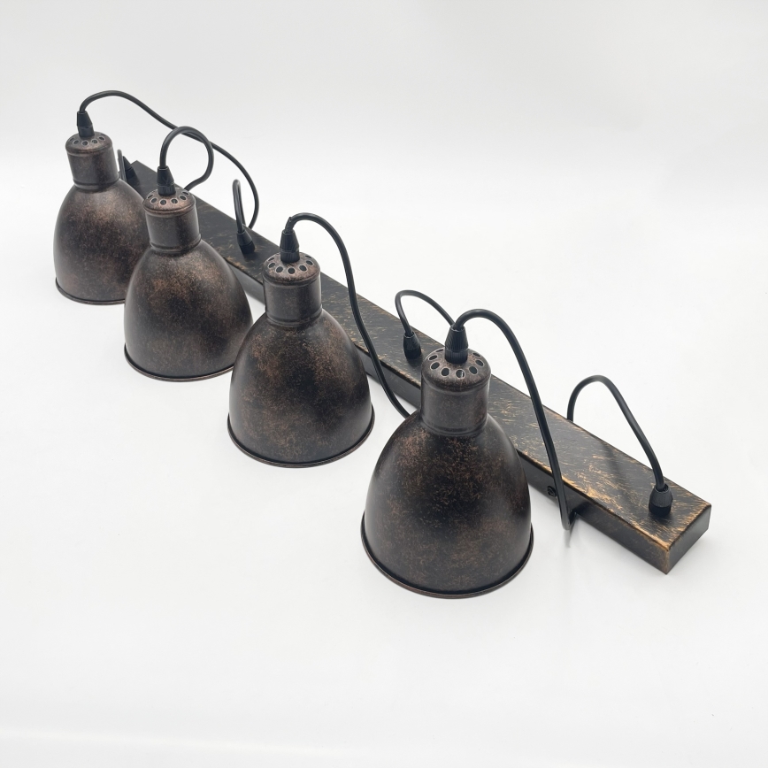 Brilagi - LED-pendel med wireophæng RIDDY 4xE27/60W/230V kobber/patina