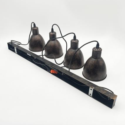 Brilagi - LED-pendel med wireophæng RIDDY 4xE27/60W/230V kobber/patina