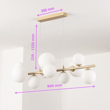 Brilagi - LED pendel MILLA 10xG9/3W/230V guldfarvet/hvid