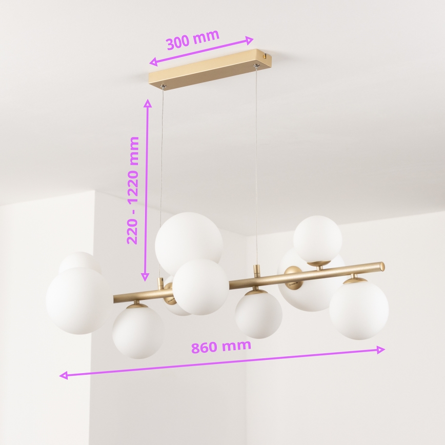 Brilagi - LED pendel MILLA 10xG9/3W/230V guldfarvet/hvid
