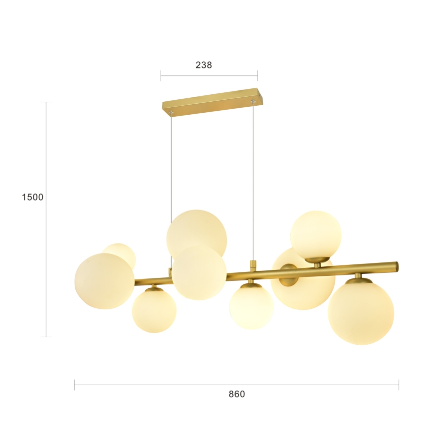Brilagi - LED pendel MILLA 10xG9/3W/230V guldfarvet/hvid