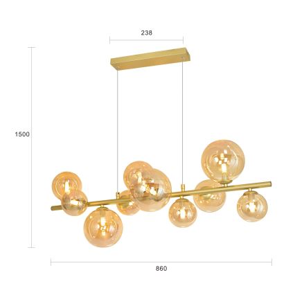 Brilagi - LED pendel MILLA 10xG9/3W/230V guldfarvet