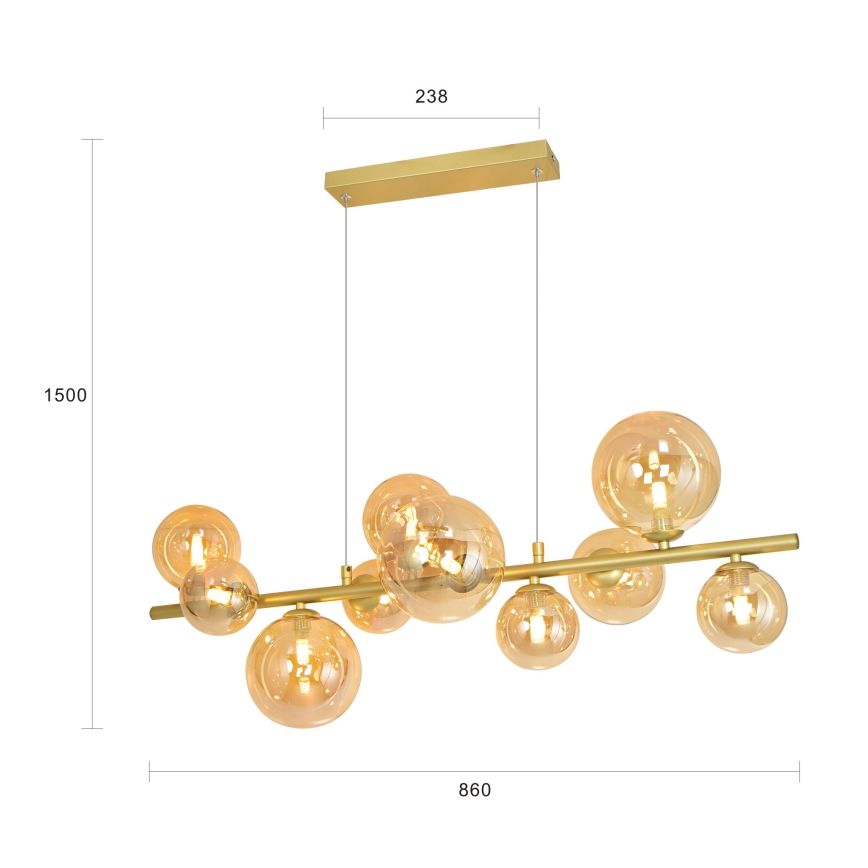 Brilagi - LED pendel MILLA 10xG9/3W/230V guldfarvet