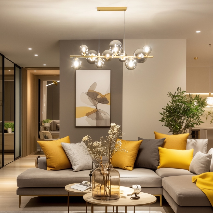 Brilagi - LED pendel MILLA 10xG9/3W/230V guldfarvet/røget