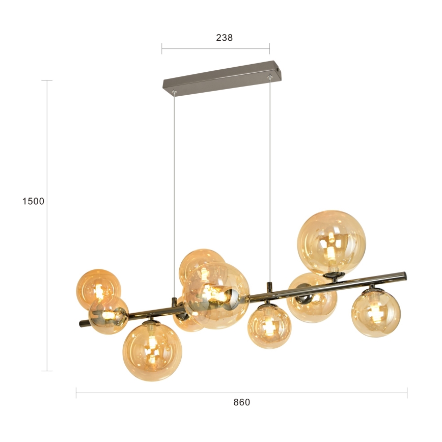 Brilagi - LED pendel MILLA 10xG9/3W/230V skinnende krom/guldfarvet