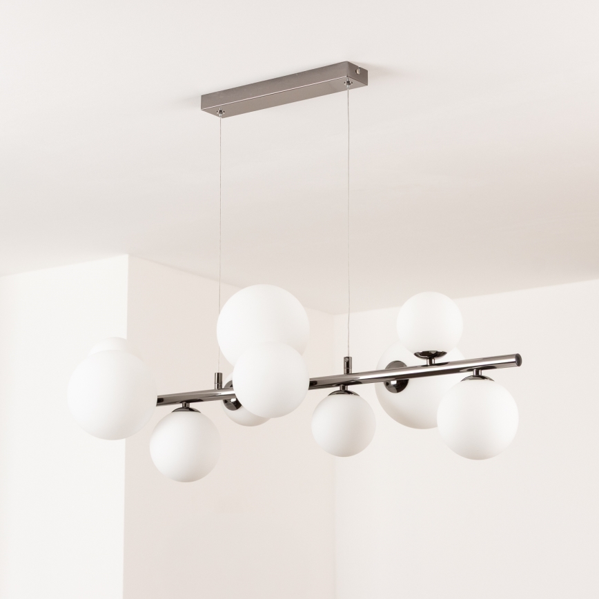 Brilagi - LED pendel MILLA 10xG9/3W/230V skinnende krom/hvid