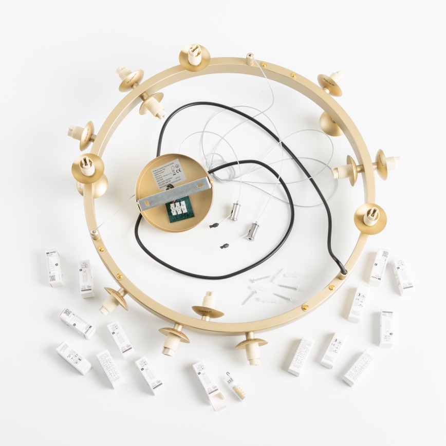 Brilagi - LED pendel MILLA 15xG9/3W/230V guldfarvet