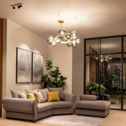 Brilagi - LED pendel MILLA 15xG9/3W/230V guldfarvet/røget