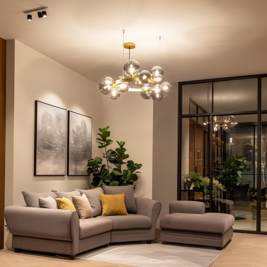 Brilagi - LED pendel MILLA 15xG9/3W/230V guldfarvet/røget