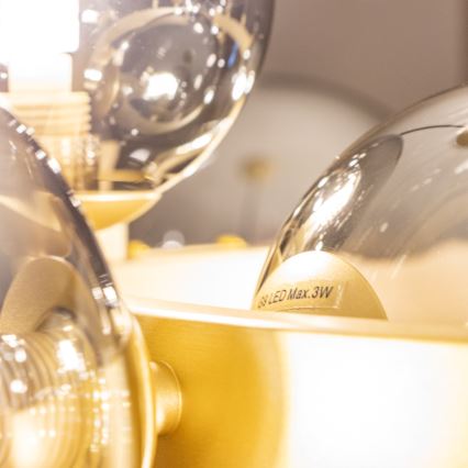 Brilagi - LED pendel MILLA 15xG9/3W/230V guldfarvet/røget