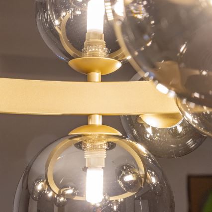 Brilagi - LED pendel MILLA 15xG9/3W/230V guldfarvet/røget