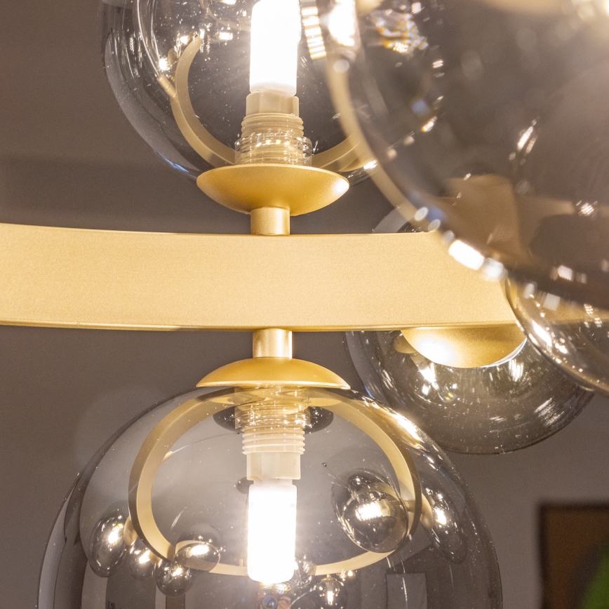 Brilagi - LED pendel MILLA 15xG9/3W/230V guldfarvet/røget