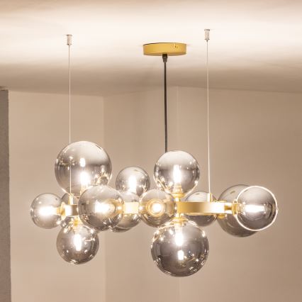 Brilagi - LED pendel MILLA 15xG9/3W/230V guldfarvet/røget