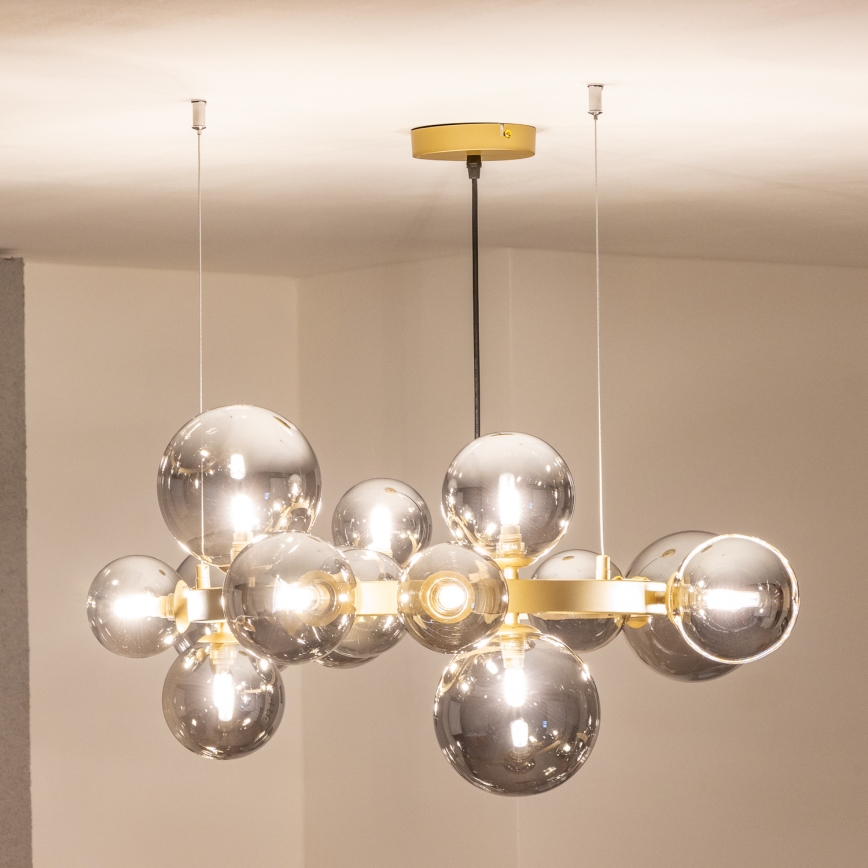 Brilagi - LED pendel MILLA 15xG9/3W/230V guldfarvet/røget