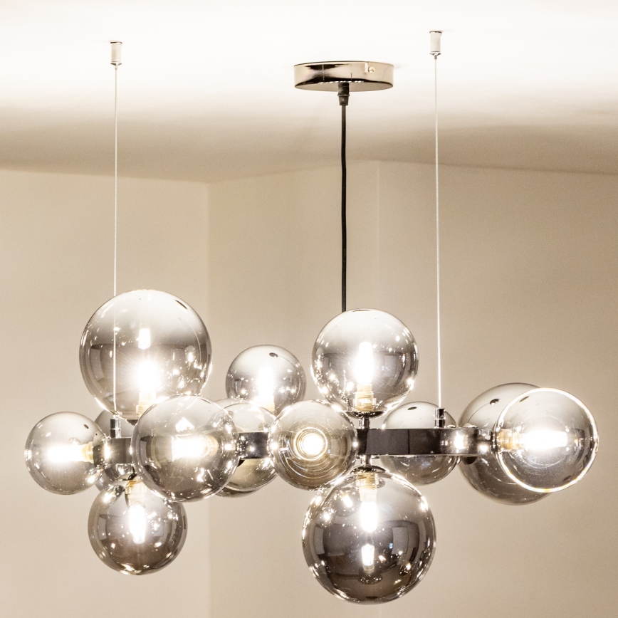 Brilagi - LED pendel MILLA 15xG9/3W/230V skinnende krom/røget