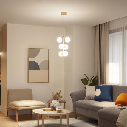 Brilagi - LED pendel MILLA 6xG9/3W/230V guldfarvet/hvid