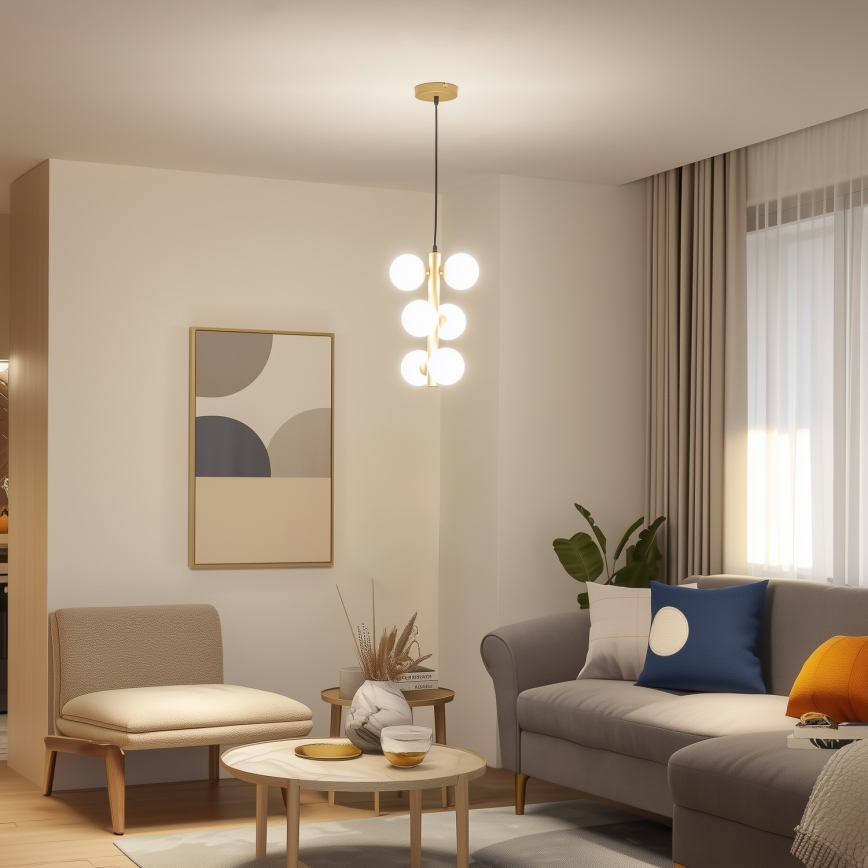 Brilagi - LED pendel MILLA 6xG9/3W/230V guldfarvet/hvid