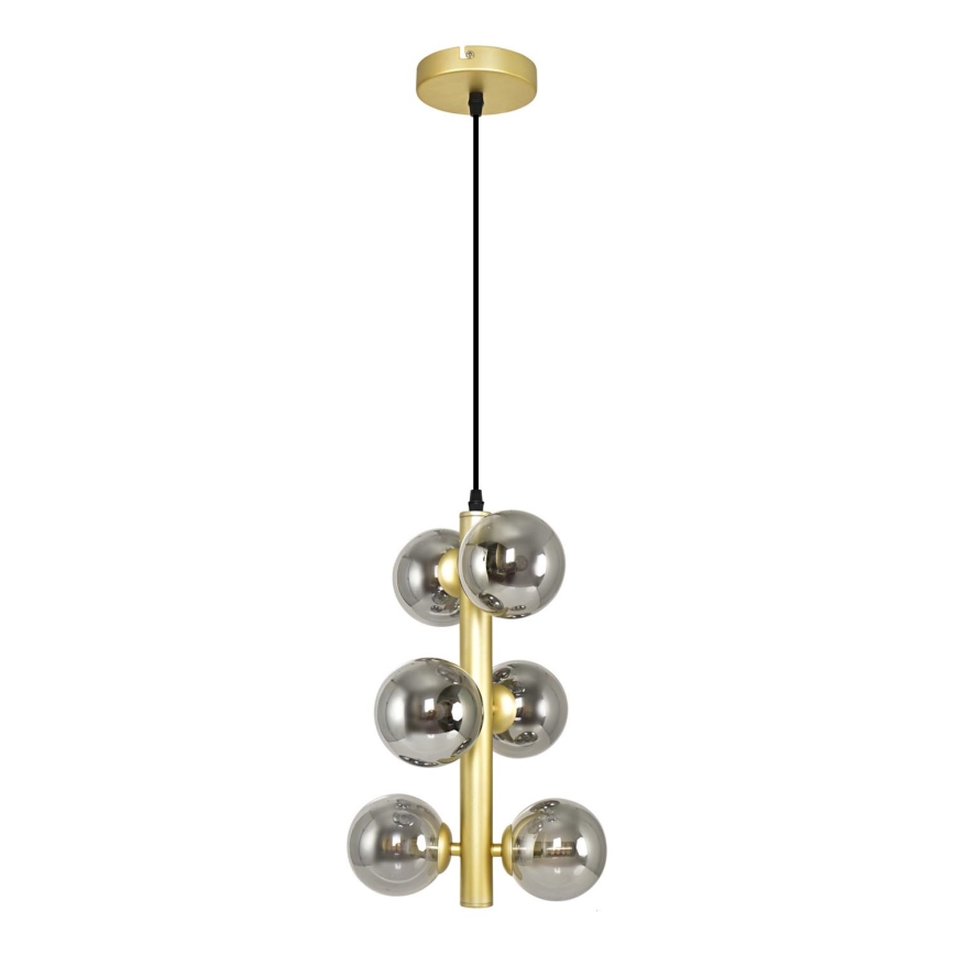 Brilagi - LED pendel MILLA 6xG9/3W/230V guldfarvet/røget