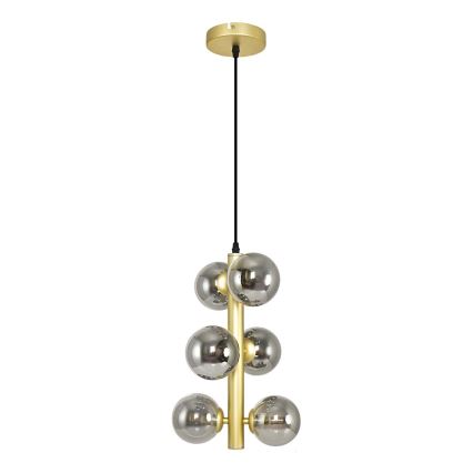 Brilagi - LED pendel MILLA 6xG9/3W/230V guldfarvet/røget