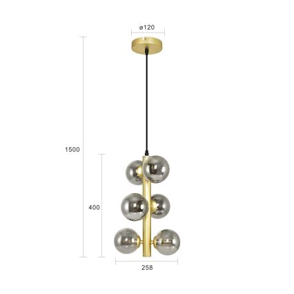 Brilagi - LED pendel MILLA 6xG9/3W/230V guldfarvet/røget