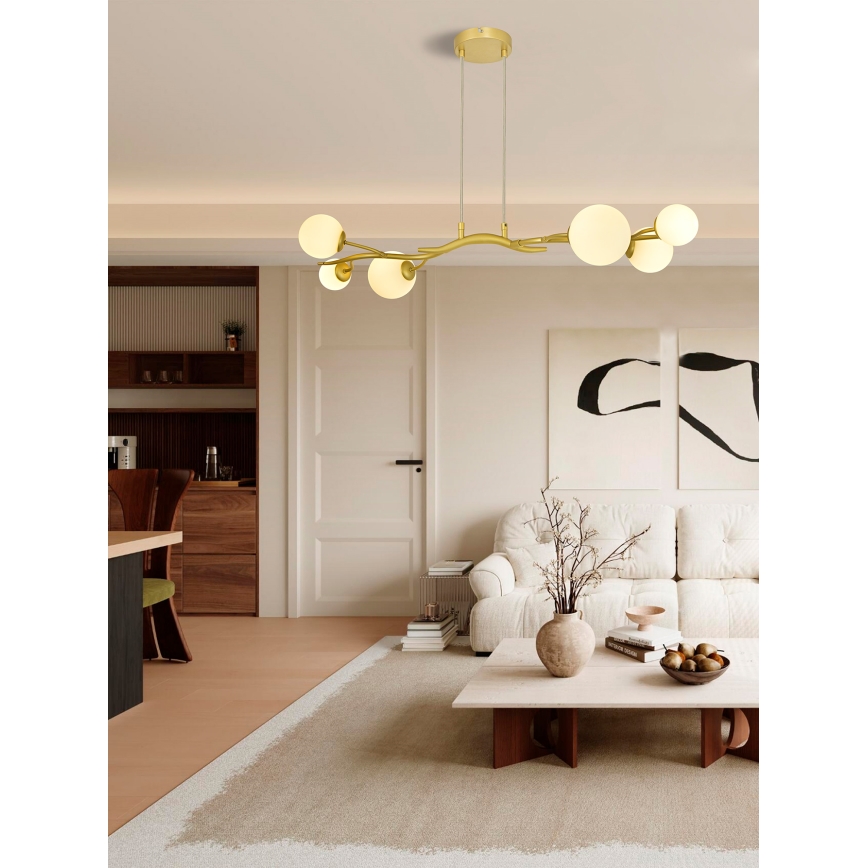 Brilagi - LED pendel MISTEL 6xG9/3W/230V guldfarvet/hvid